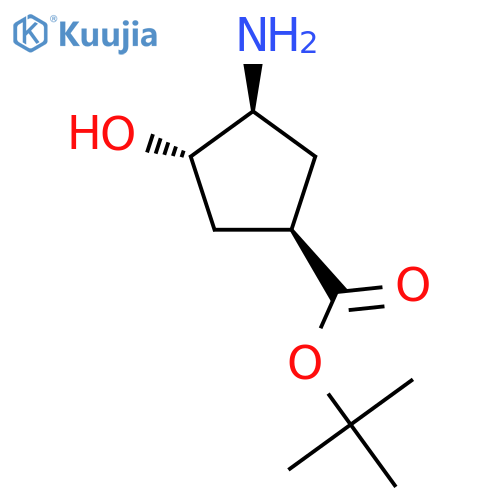 rac-tert-butyl (1R,3S,4S)-3-amino-4-hydroxycyclopentane-1-carboxylate structure