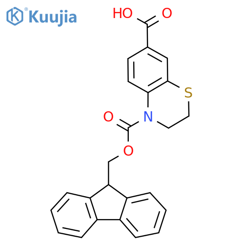 4-{[(9H-fluoren-9-yl)methoxy]carbonyl}-3,4-dihydro-2H-1,4-benzothiazine-7-carboxylic acid structure