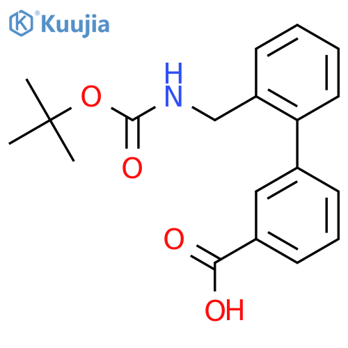 3-2-({(tert-butoxy)carbonylamino}methyl)phenylbenzoic acid structure