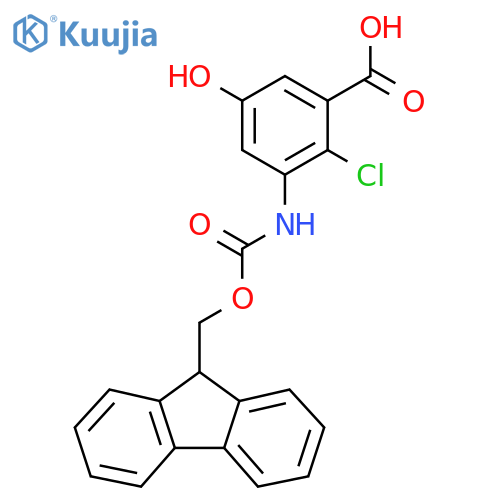2-chloro-3-({[(9H-fluoren-9-yl)methoxy]carbonyl}amino)-5-hydroxybenzoic acid structure