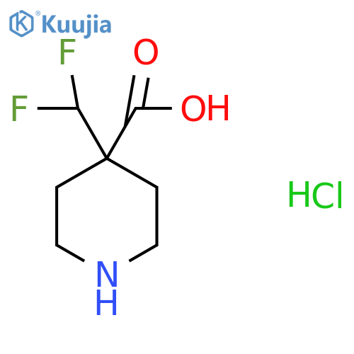 4-(Difluoromethyl)piperidine-4-carboxylic acid;hydrochloride structure
