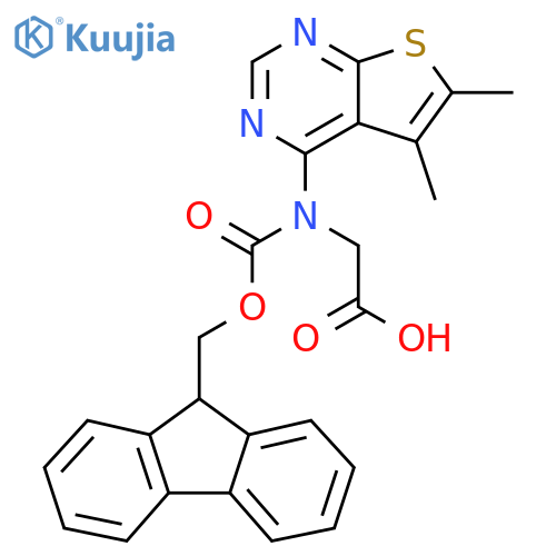 2-({5,6-dimethylthieno[2,3-d]pyrimidin-4-yl}({[(9H-fluoren-9-yl)methoxy]carbonyl})amino)acetic acid structure