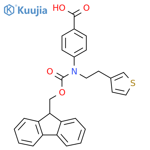 4-({[(9H-fluoren-9-yl)methoxy]carbonyl}[2-(thiophen-3-yl)ethyl]amino)benzoic acid structure
