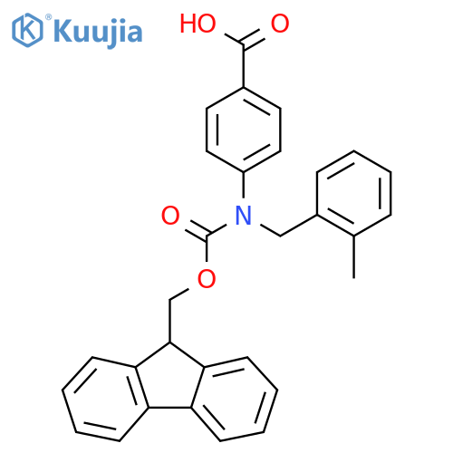 4-({(9H-fluoren-9-yl)methoxycarbonyl}(2-methylphenyl)methylamino)benzoic acid structure