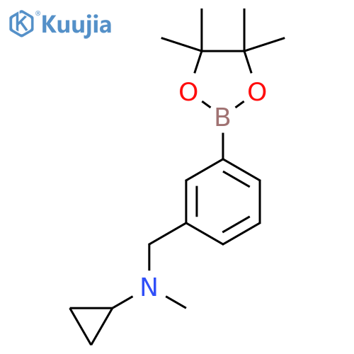 N-methyl-N-{3-(tetramethyl-1,3,2-dioxaborolan-2-yl)phenylmethyl}cyclopropanamine structure