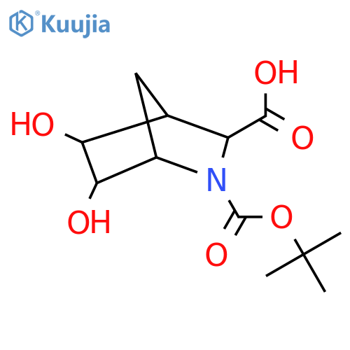 5,6-Dihydroxy-2-[(2-methylpropan-2-yl)oxycarbonyl]-2-azabicyclo[2.2.1]heptane-3-carboxylic acid structure