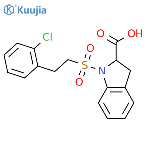 1-[2-(2-chlorophenyl)ethanesulfonyl]-2,3-dihydro-1H-indole-2-carboxylic acid structure