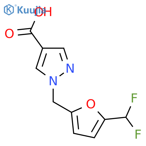 1-[[5-(Difluoromethyl)furan-2-yl]methyl]pyrazole-4-carboxylic acid structure