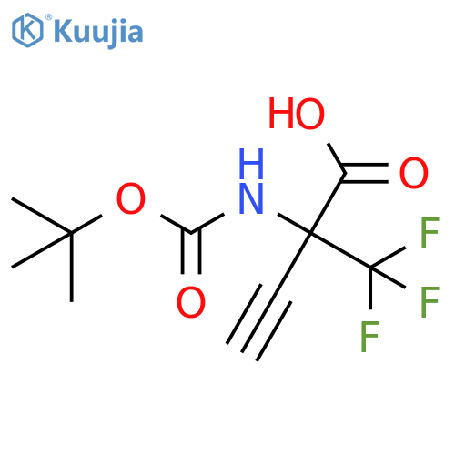 2-{(tert-butoxy)carbonylamino}-2-(trifluoromethyl)but-3-ynoic acid structure