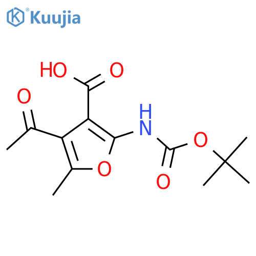 4-Acetyl-5-methyl-2-[(2-methylpropan-2-yl)oxycarbonylamino]furan-3-carboxylic acid structure
