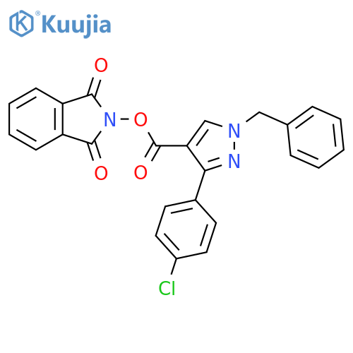 1,3-dioxo-2,3-dihydro-1H-isoindol-2-yl 1-benzyl-3-(4-chlorophenyl)-1H-pyrazole-4-carboxylate structure