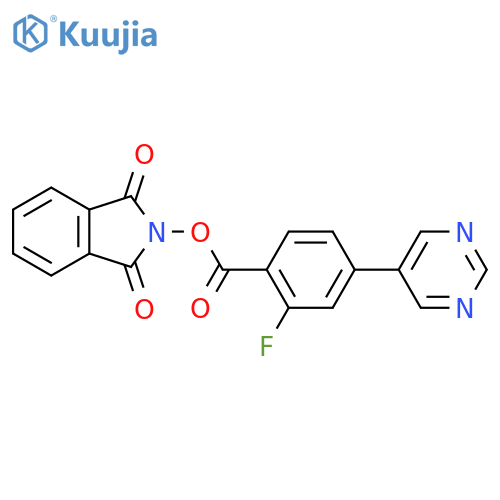 1,3-dioxo-2,3-dihydro-1H-isoindol-2-yl 2-fluoro-4-(pyrimidin-5-yl)benzoate structure
