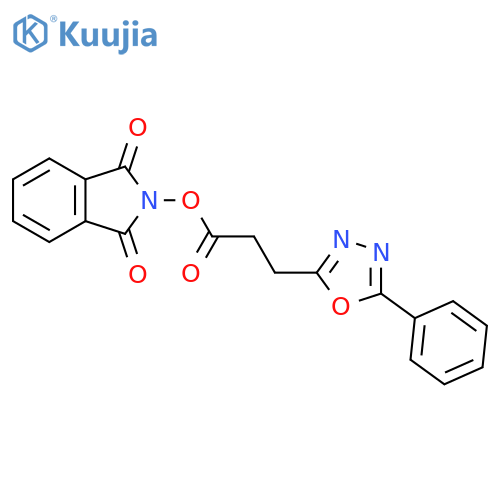1,3-dioxo-2,3-dihydro-1H-isoindol-2-yl 3-(5-phenyl-1,3,4-oxadiazol-2-yl)propanoate structure