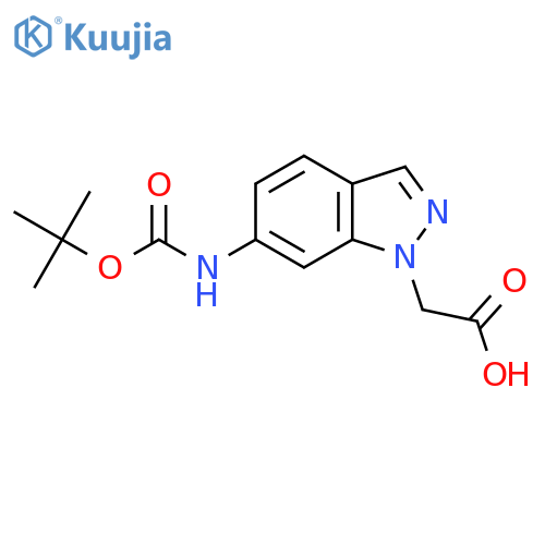 2-(6-{[(tert-butoxy)carbonyl]amino}-1H-indazol-1-yl)acetic acid structure