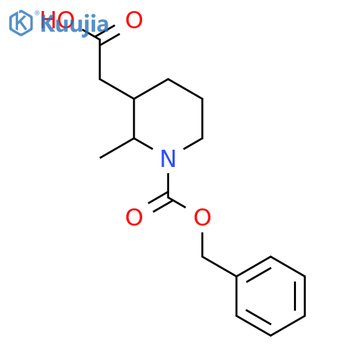 2-(2-Methyl-1-phenylmethoxycarbonylpiperidin-3-yl)acetic acid structure