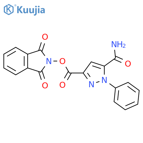 1,3-dioxo-2,3-dihydro-1H-isoindol-2-yl 5-carbamoyl-1-phenyl-1H-pyrazole-3-carboxylate structure