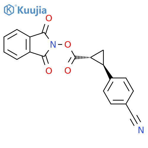 rac-1,3-dioxo-2,3-dihydro-1H-isoindol-2-yl (1R,2R)-2-(4-cyanophenyl)cyclopropane-1-carboxylate structure