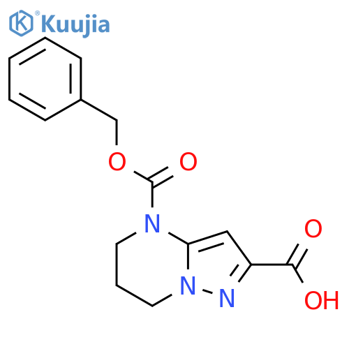 4-Phenylmethoxycarbonyl-6,7-dihydro-5H-pyrazolo[1,5-a]pyrimidine-2-carboxylic acid structure