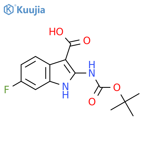 2-{[(tert-butoxy)carbonyl]amino}-6-fluoro-1H-indole-3-carboxylic acid structure
