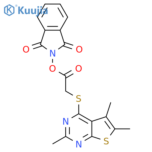 1,3-dioxo-2,3-dihydro-1H-isoindol-2-yl 2-({trimethylthieno[2,3-d]pyrimidin-4-yl}sulfanyl)acetate structure