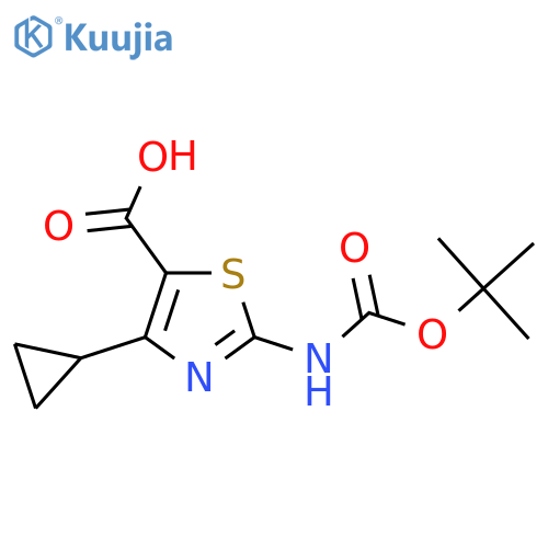 2-{[(Tert-butoxy)carbonyl]amino}-4-cyclopropyl-1,3-thiazole-5-carboxylic acid structure