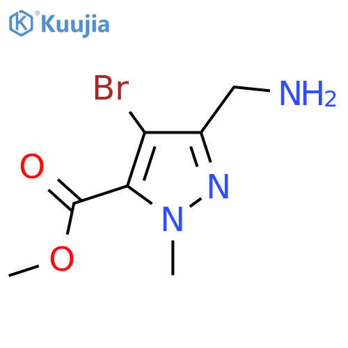 Methyl 5-(aminomethyl)-4-bromo-2-methylpyrazole-3-carboxylate structure