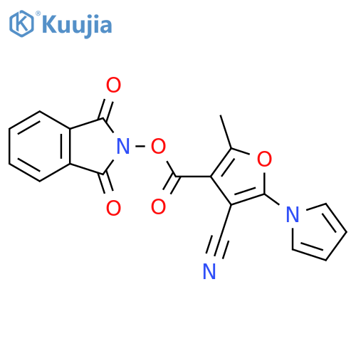 1,3-dioxo-2,3-dihydro-1H-isoindol-2-yl 4-cyano-2-methyl-5-(1H-pyrrol-1-yl)furan-3-carboxylate structure