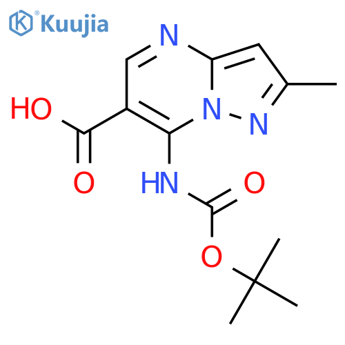 2-Methyl-7-[(2-methylpropan-2-yl)oxycarbonylamino]pyrazolo[1,5-a]pyrimidine-6-carboxylic acid structure