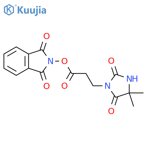 1,3-dioxo-2,3-dihydro-1H-isoindol-2-yl 3-(4,4-dimethyl-2,5-dioxoimidazolidin-1-yl)propanoate structure