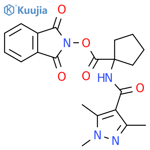 1,3-dioxo-2,3-dihydro-1H-isoindol-2-yl 1-(trimethyl-1H-pyrazole-4-amido)cyclopentane-1-carboxylate structure