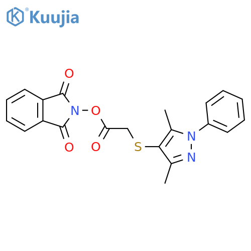 1,3-dioxo-2,3-dihydro-1H-isoindol-2-yl 2-[(3,5-dimethyl-1-phenyl-1H-pyrazol-4-yl)sulfanyl]acetate structure