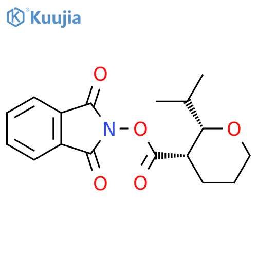 rac-1,3-dioxo-2,3-dihydro-1H-isoindol-2-yl (2R,3R)-2-(propan-2-yl)oxane-3-carboxylate structure