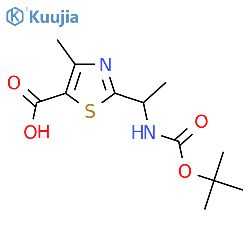 2-(1-{(tert-butoxy)carbonylamino}ethyl)-4-methyl-1,3-thiazole-5-carboxylic acid structure