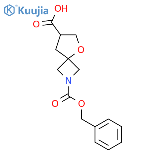 2-Phenylmethoxycarbonyl-5-oxa-2-azaspiro[3.4]octane-7-carboxylic acid structure