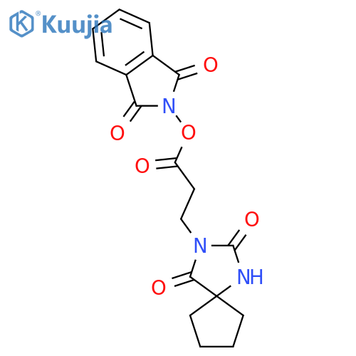 1,3-dioxo-2,3-dihydro-1H-isoindol-2-yl 3-{2,4-dioxo-1,3-diazaspiro[4.4]nonan-3-yl}propanoate structure