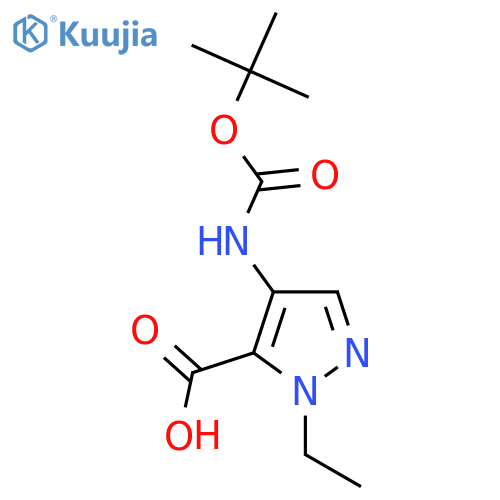 2-Ethyl-4-[(2-methylpropan-2-yl)oxycarbonylamino]pyrazole-3-carboxylic acid structure