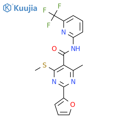 2-(Furan-2-yl)-4-methyl-6-methylsulfanyl-N-[6-(trifluoromethyl)pyridin-2-yl]pyrimidine-5-carboxamide structure