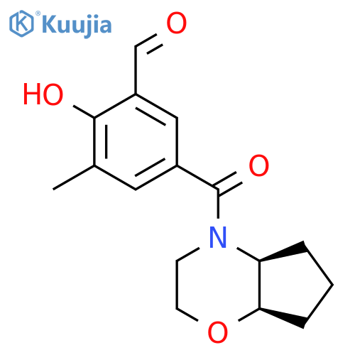 rac-5-[(4aR,7aS)-octahydrocyclopenta[b][1,4]oxazine-4-carbonyl]-2-hydroxy-3-methylbenzaldehyde structure