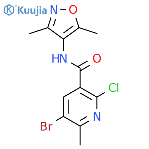 5-bromo-2-chloro-N-(dimethyl-1,2-oxazol-4-yl)-6-methylpyridine-3-carboxamide structure