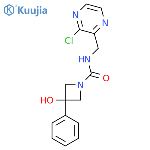 N-[(3-chloropyrazin-2-yl)methyl]-3-hydroxy-3-phenylazetidine-1-carboxamide structure