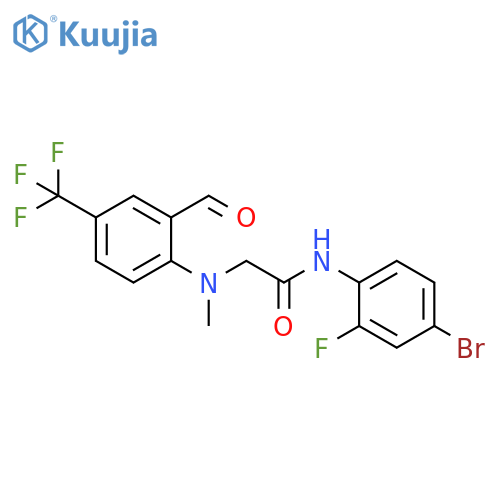 N-(4-Bromo-2-fluorophenyl)-2-[[2-formyl-4-(trifluoromethyl)phenyl]methylamino]acetamide structure