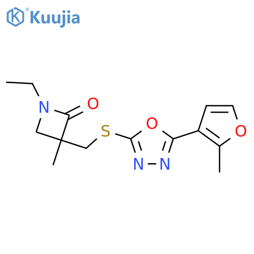 1-Ethyl-3-methyl-3-({[5-(2-methylfuran-3-yl)-1,3,4-oxadiazol-2-yl]sulfanyl}methyl)azetidin-2-one structure