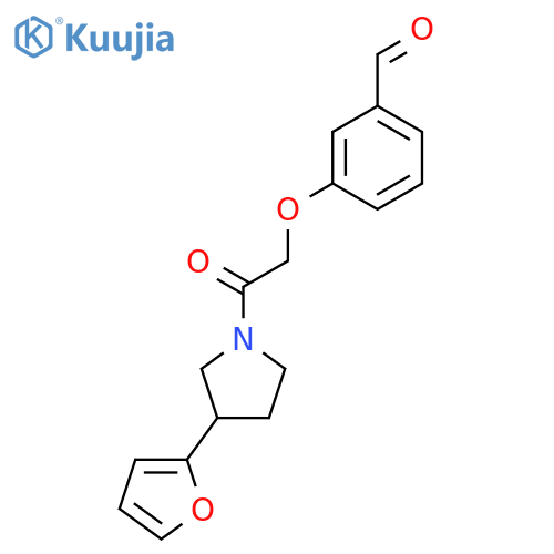 3-[2-[3-(Furan-2-yl)pyrrolidin-1-yl]-2-oxoethoxy]benzaldehyde structure