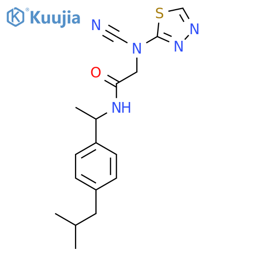 2-[Cyano(1,3,4-thiadiazol-2-yl)amino]-N-[1-[4-(2-methylpropyl)phenyl]ethyl]acetamide structure