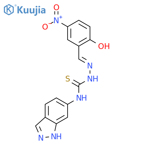 Hydrazinecarbothioamide,2-[(2-hydroxy-5-nitrophenyl)methylene]-N-1H-indazol-6-yl- structure