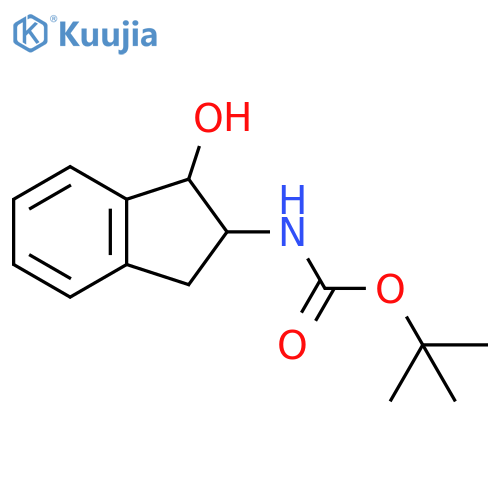 Carbamic acid, N-(2,3-dihydro-1-hydroxy-1H-inden-2-yl)-, 1,1-dimethylethyl ester structure