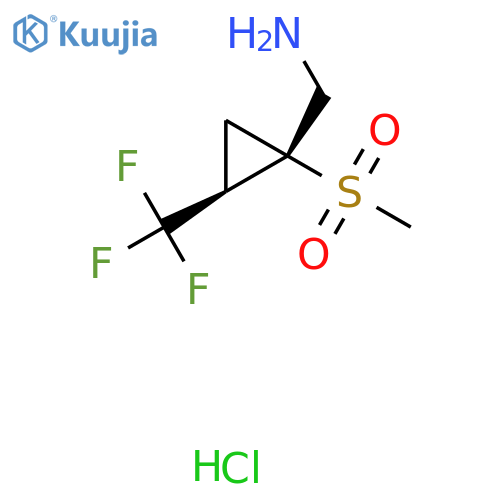 [(1S,2R)-1-Methylsulfonyl-2-(trifluoromethyl)cyclopropyl]methanamine;hydrochloride structure