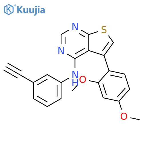 Thieno[2,3-d]pyrimidin-4-amine,5-(2,4-dimethoxyphenyl)-N-(3-ethynylphenyl)- structure