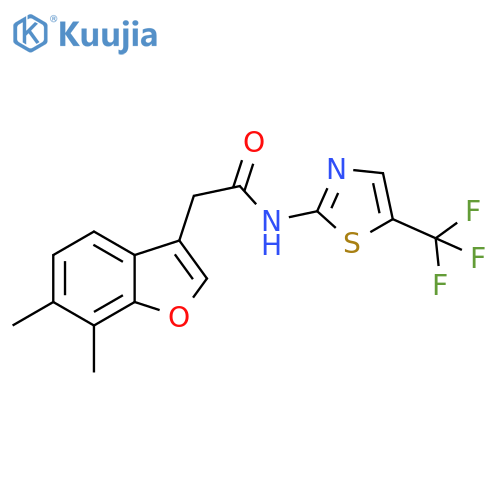 2-(6,7-dimethyl-1-benzofuran-3-yl)-N-5-(trifluoromethyl)-1,3-thiazol-2-ylacetamide structure