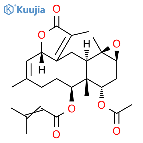 2-Butenoic acid,3-methyl-,(1aS,3S,3aS,4S,7Z,8aS,12aR,12bR)-3-(acetyloxy)-1a,2,3,3a,4,5,6,8a,10,12,12a,12b-dodecahydro-3a,7,11,12b-tetramethyl-10-oxofuro[2',3':8,9]cyclodeca[1,2-b]-7-oxabicyclo[4.1.0]hept-4-ylester structure